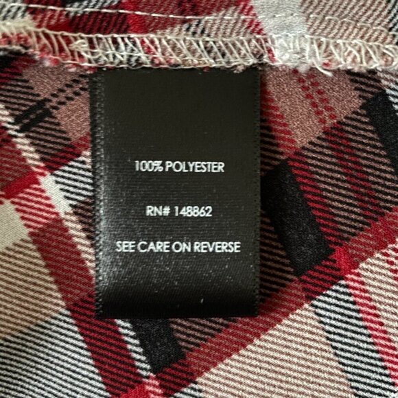 Torrid Georgette Tie-Front Blouse, Red Plaid Long Sleeve V-Neck Women's Size 3 - Picture 11 of 13